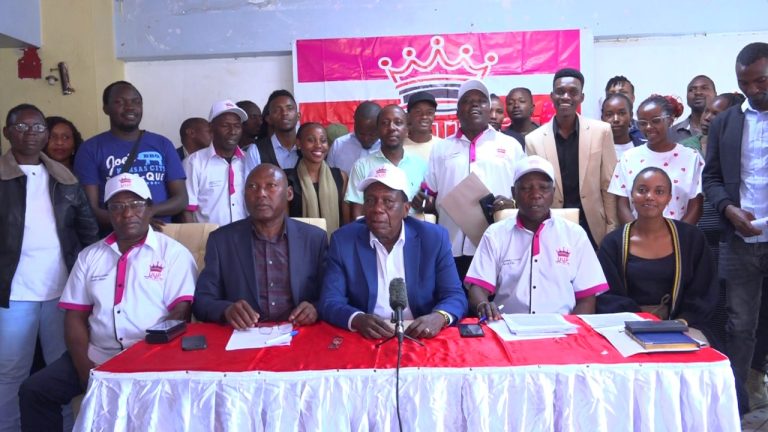 Universal Unity Party (UUP) officials and youths during a press conference after their meeting.