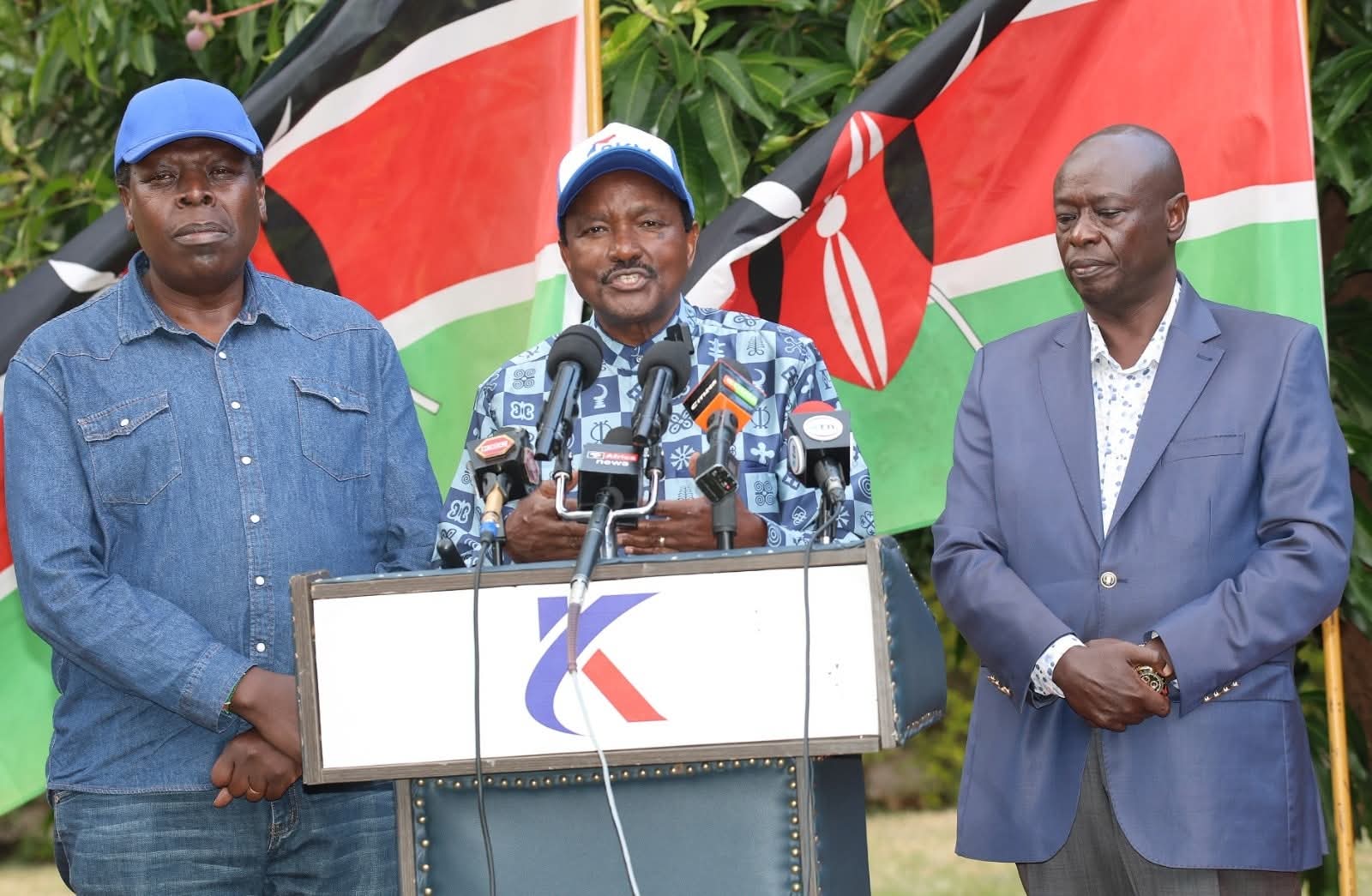 From left; Eugene Wamalwa, Kalonzo Musyoka and Rigathi Gachagua