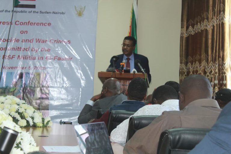 Sudan’s Chargé d’Affaires, Mohamed Osman Akasha, during a press briefing at the Embassy of Republic of Sudan in Nairobi.
