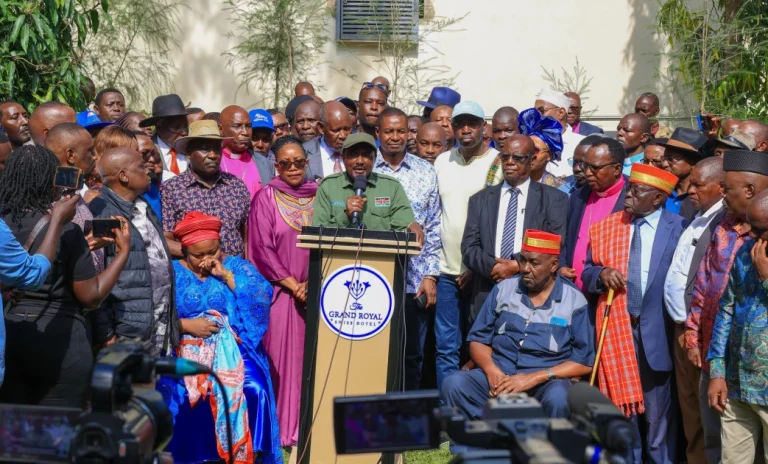 Wiper Leader Kalonzo Musyoka leads a delegation from Eastern Kenya to Kang’o Ka Jaramogi in Bondo to pay tribute to the late former Prime Minister Raila Odinga