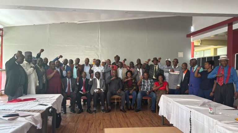 DP's national officials with counties chairpersons in a group photo after Friday's meeting.