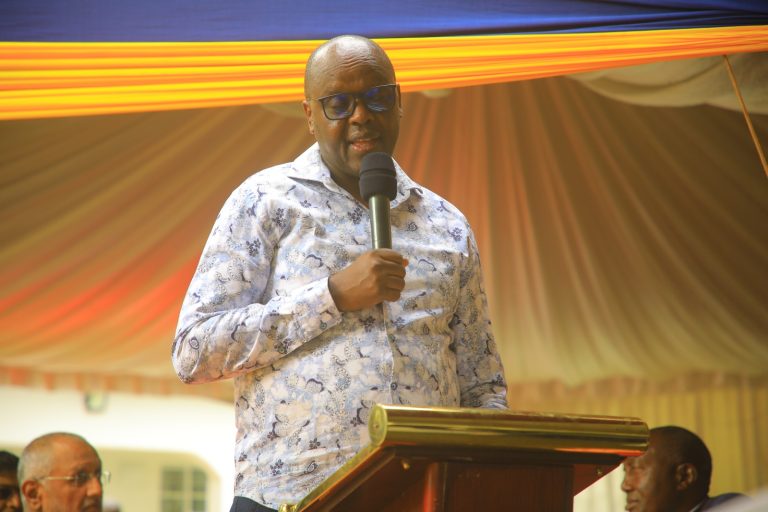 Deputy Inspector General of Police Eliud Lagat addressing security officers and members of the public during thanksgiving party in Kisii County