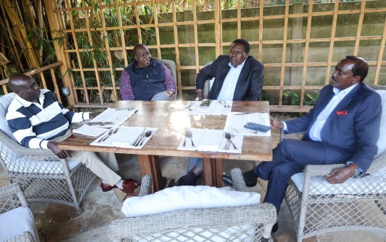 From left; Rigathi Gachagua, Fred Matiang’i, Eugene Wamalwa and Kalonzo Musyoka when they issued the statement yesterday.