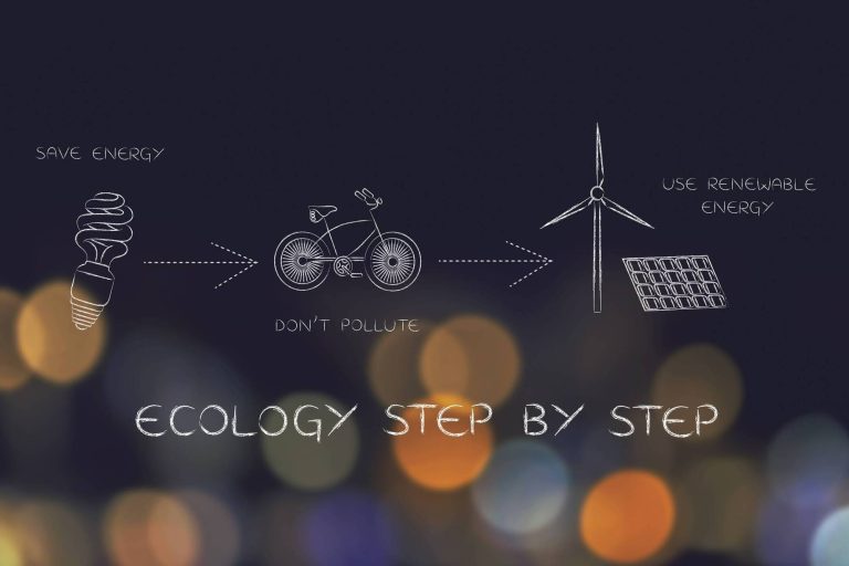icons about renewable energy and pollution, ecology step by step