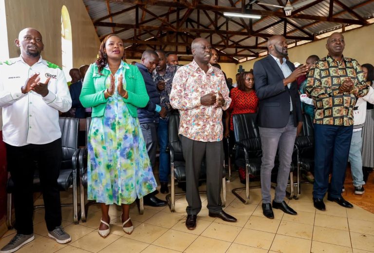 DCP leader Rigathi Gachagua and other leaders in Maragua yesterday.