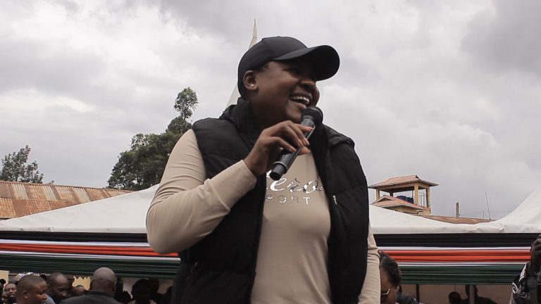 Kisii County Woman  Representative  Dorice Donya  addresses the press during the commissioning of the 12th borehole at Iterio Primary School. Photo /  Elizabeth Angira