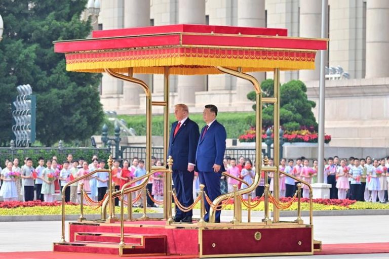Chinese President Xi Jinping holds a welcome ceremony for U.S. President Donald Trump