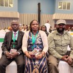 From left; Ambassador Eugene Kavune Nzabonimba, Ambassador Mary Wahogo and CDE Samora at The Edge Convention Centre yesterday.