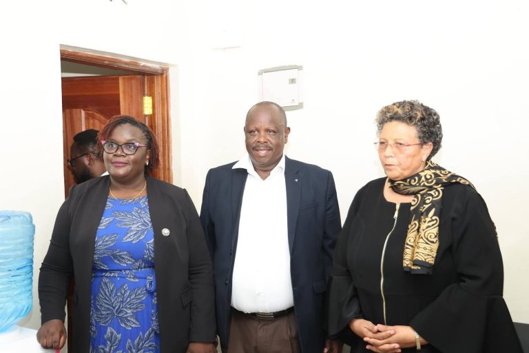 From left; Ann Asugag, Isaac Rutto and Jacqueline Ingutiah in Nyeri yesterday.
