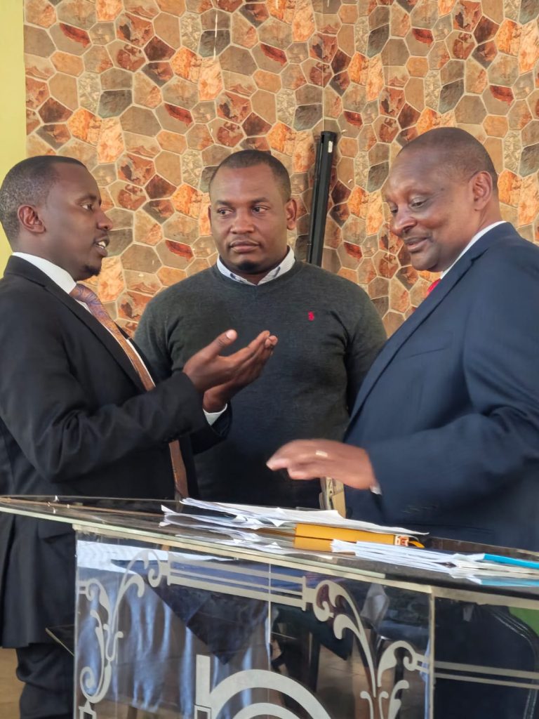From left; Joshua Kiptoo, Victor Ombongi and James Njuguna Mahuria at Blue Post Hotel yesterday.