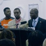From left; Stephen Giro Waziri, Prophet Paul Mwangi Gatundu and Prof. Eugene Kavune Nzabonimba at Weston hotel,
