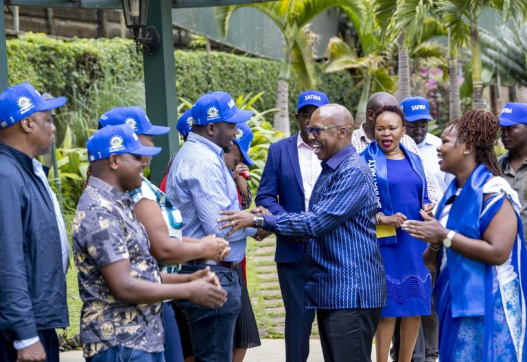 Safina party leader Jimi Wanjigi welcoming the former MCAs.