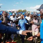 Safina party leader and it's presidential candidate Jimi Wanjigi (in glasses) engaging Kenyans in one of the many forums he convenes to seek their support.