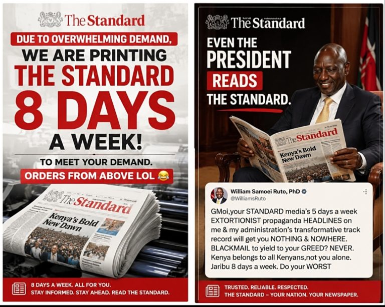 A collage of what transpired yesterday between President Ruto and the Standard group.