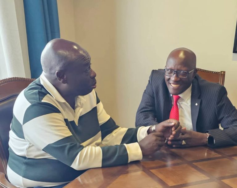 DCP leader Rigathi Gachagua receiving former Gatundu North Member of Parliament Francis Kigo Njenga.