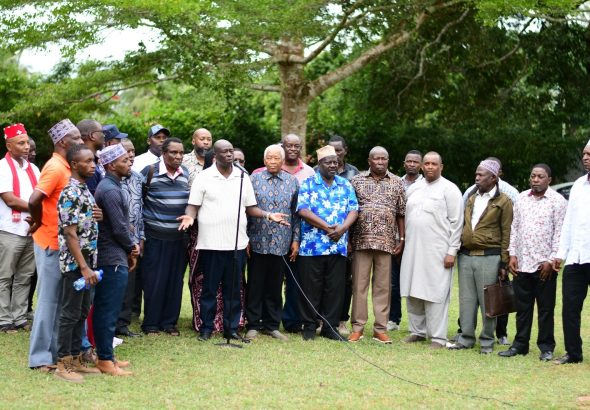 Former Deputy President Rigathi Gachagua with leaders from Mijikenda community led by Chirau Ali Makwere