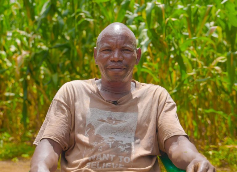 Mr Julius Mugambi at his farm in Gaciegoki village in Igambango'mbe ward in Tharaka Nithi County.