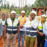 Othaya MP Wambugu Wainaina, Defence PS Patrick Mariru with other officials during the inspection of ongoing construction of Mwai Kibaki Hospital Annex.
