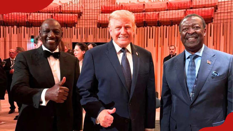 President William Ruto with US counterpart Donald Trump and Prime CS Musali Mudavadi at sidelines of G7 summit