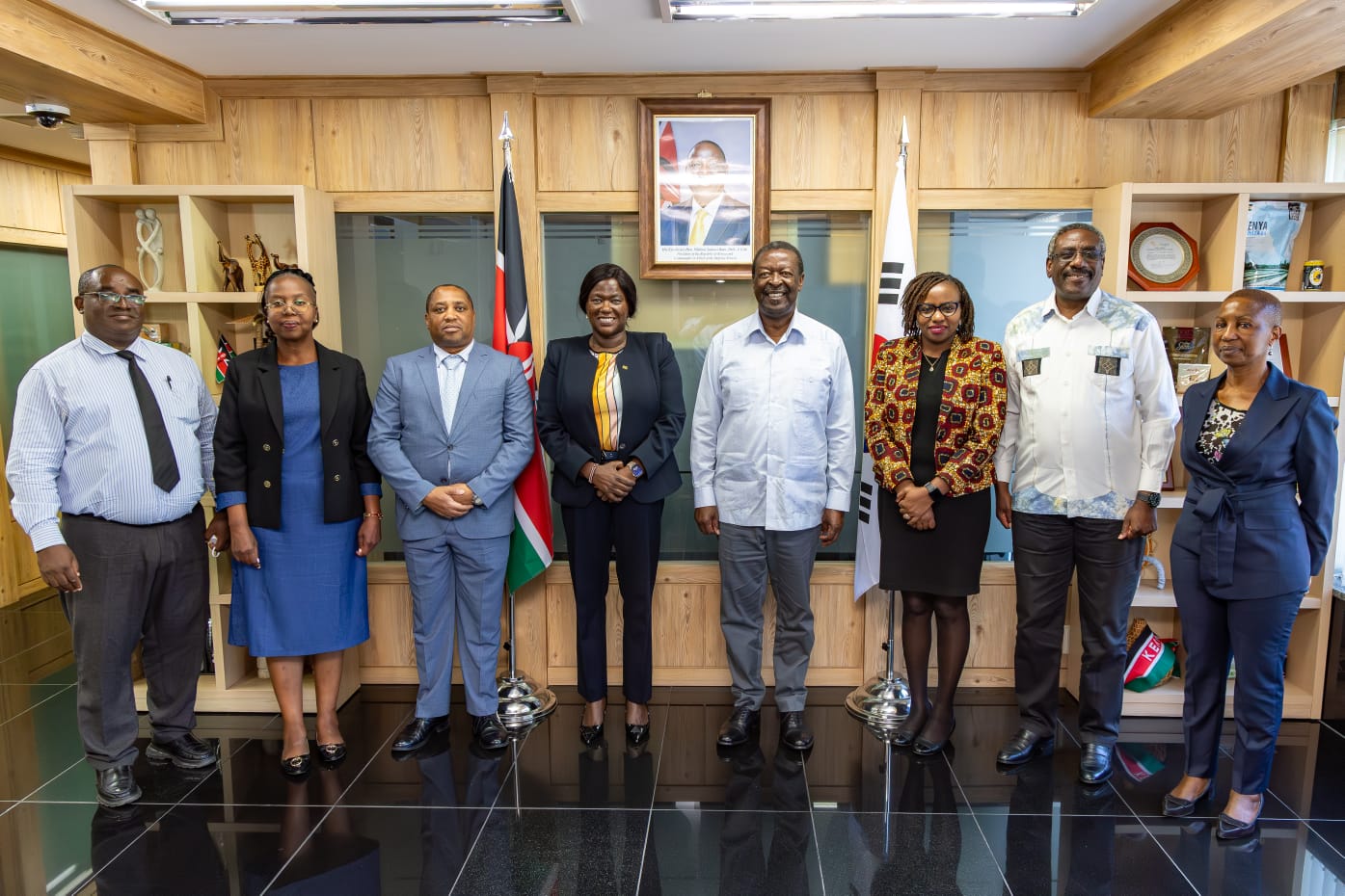 Prime Cabinet Secretary and Cabinet Secretary for Foreign and Diaspora Affairs Musalia Mudavadi with the Kenyan delegation ahead of the Korea-Africa Ministerial Summit in Seoul