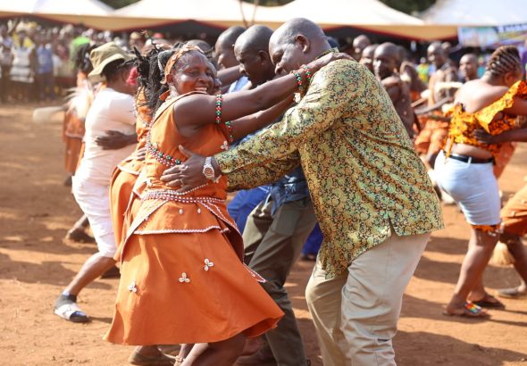 Tharaka MP Gitonga Murugara during Tharaka Cultural Exhibition event at Nkondi Chiefs Camp.