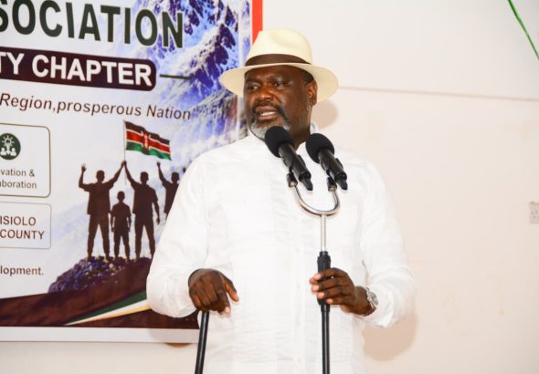 CS Geoffrey Ruku addresses youths during an engagement organised by the Mount Kenya East Youth Association.