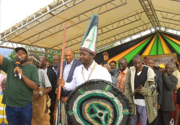 Charles Chweya Matoke being coronated by Abagusii elders in colorful traditional ceremony.