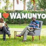 Former Deputy President Rigathi Gachagua with Safina Party leader Jimi at his Wamunyoro residence in Nyeri County..