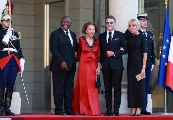 (From L) South Africa's President Cyril Ramaphosa, South Africa's President's wife Tshepo Motsepe