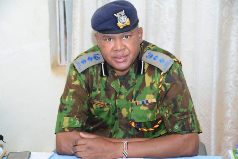 Imenti North Sub-county Police Commander Ambrose Kyalo adresses the press