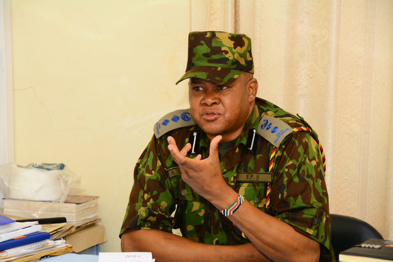 Imenti North Subcounty Police Commander Ambrose Kyalo adresses the Press.