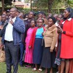 MMV Associates CLG Director General James Njuguna Mahuria addressing journalists as other members, led by CEO Emmah Cherotich Kasis (right) looks on.