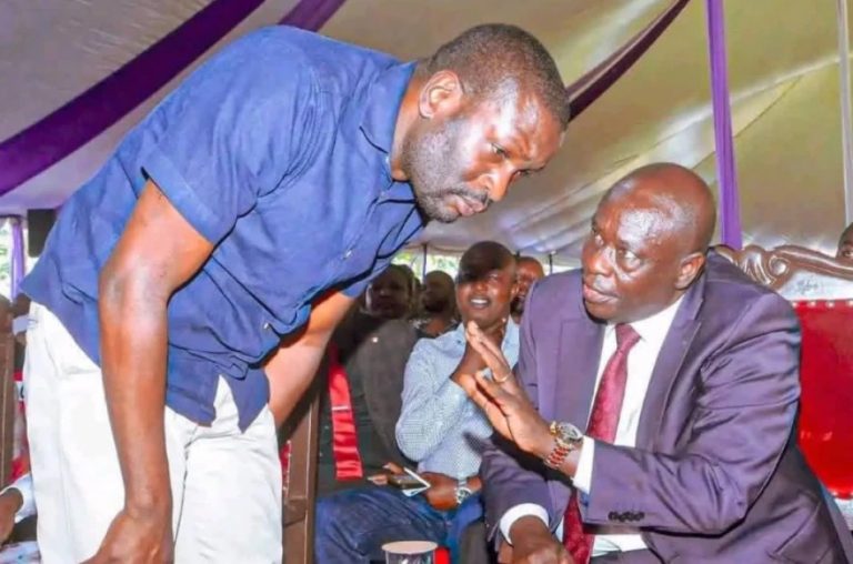 Nairobi Senator Edwin Sifuna with former Deputy President Rigathi Gachagua during a past function.