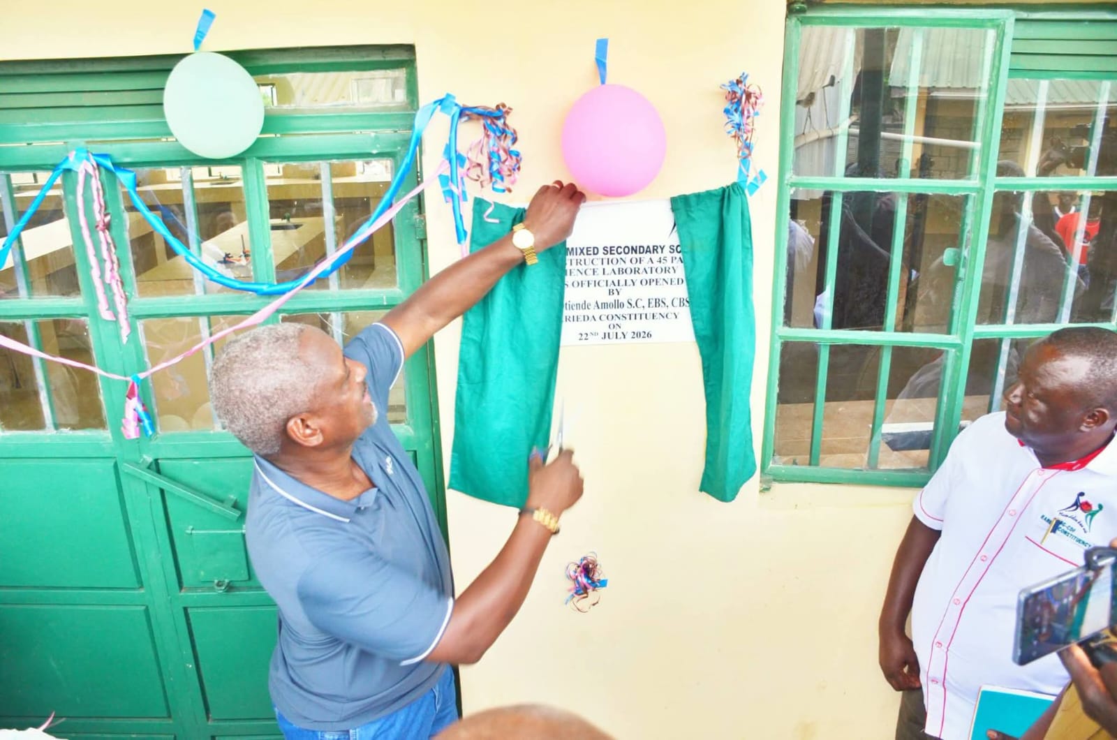 Rarieda MP Otiende Amollo commissioning a new 45-capacity science laboratory at Rarieda Secondary School