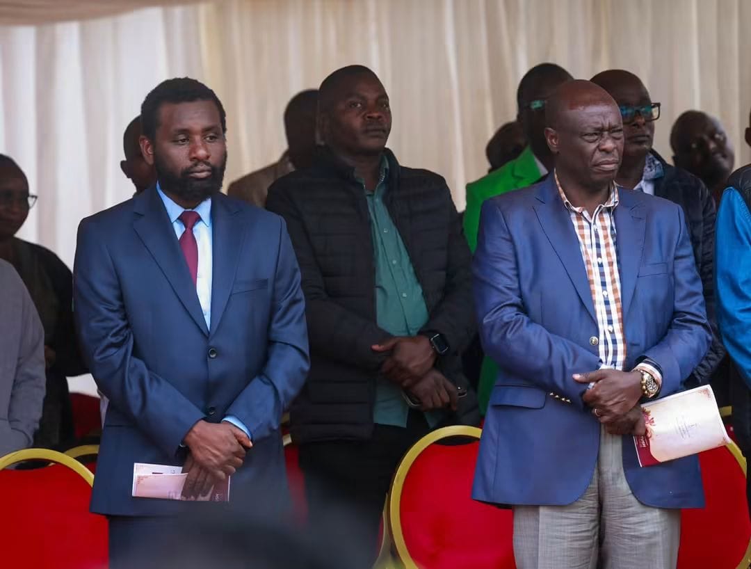 Rigathi Gachagua with newly elected Ol-Kalou MP Sammy Kamau Ngotho in Meru yesterday.