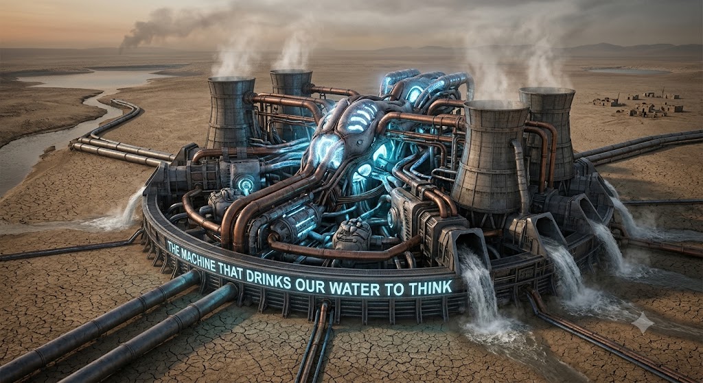 The machine that drinks our water to think
