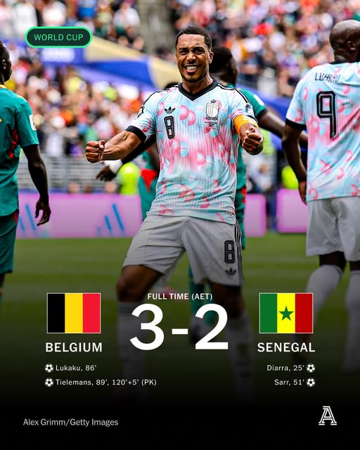 Tielemans' 125th-minute penalty sends Belgium past Senegal in World Cup thriller