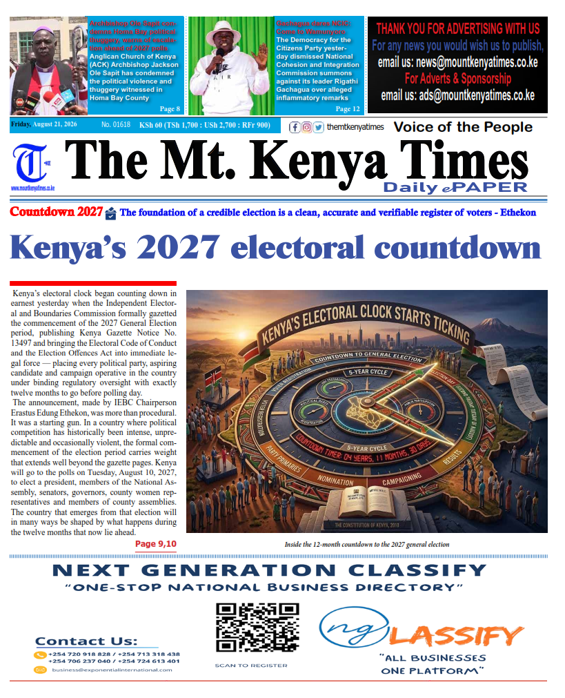 Mt Kenya Times ePAPER August 21, 2026
