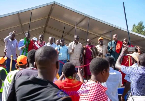 Cabinet Secretary Opiyo Wandayi's joins Stephen Letoo for an educational empowerment programme in Oldanyati
