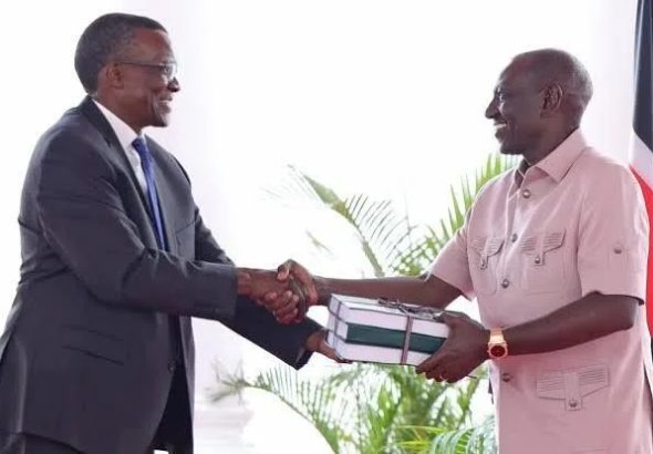 Former Chief Justice David Maraga with President William Ruto. File photo