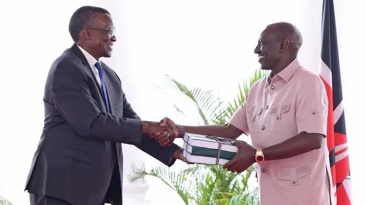 Former Chief Justice David Maraga with President William Ruto. File photo