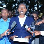 Mau Mau Veterans Associate CLG CEO Cherotich Emma Kasisi adresses the press.