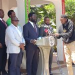 Nyandarua Senator John Methu and other DCP members during a press briefing
