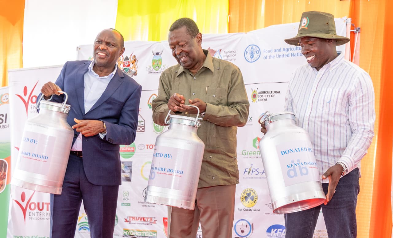 PCS Musalia Mudavadi with Chief of Staff Felix Koskei and Nandi Governor Stephen Sang.