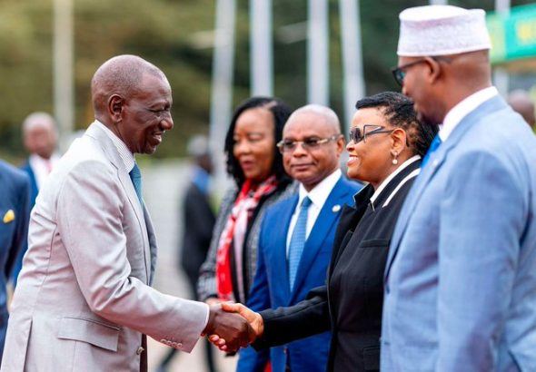 President William Ruto with Chief Justice Martha Koome during the commemoration of the 16th anniversary of the promulgation of the 2010 Constitution, at KICC, Nairobi
