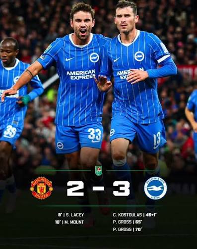 Brighton stun Manchester United with 3-2 comeback at Old Trafford