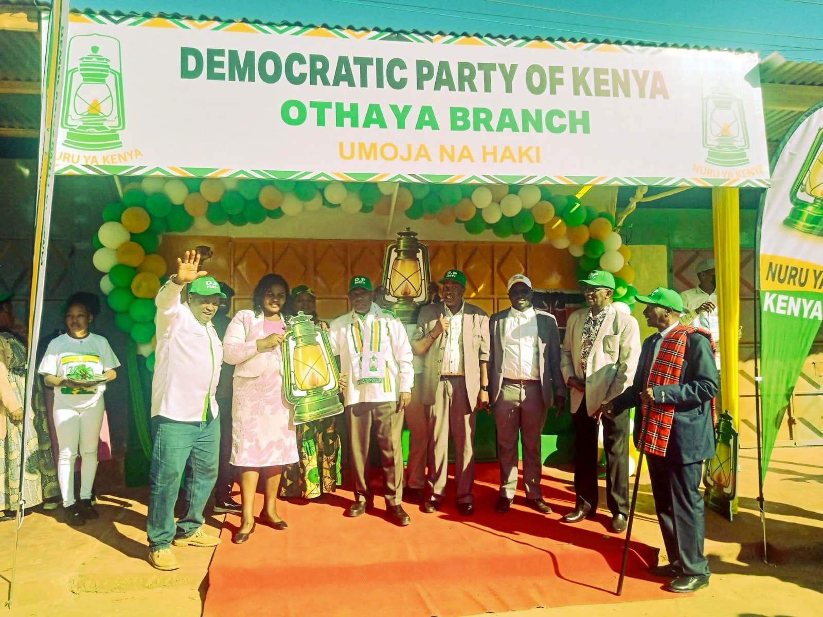 Democratic Party of Kenya national officials during the opening of the Othaya branch last weekend.