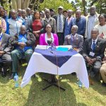 MMV Associates CLG Chief Executive Officer Emmah Kassis addressing the press on Tuesday.