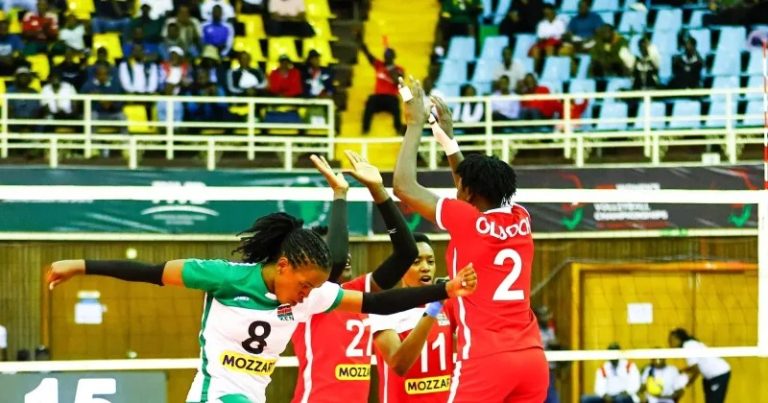 Malkia Strikers celebrate their win over Nigeria at Africa Nations Championships