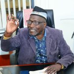 Meru County Monitoring and Evaluation Director Alhaji Mwendia adresses the press.